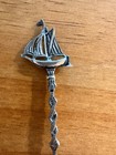 Vintage Dutch Silver Toned Souvenir Spoon - Sailing Ship Finial - Embossed Bowl
