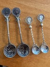 4 Vintage Dutch Silver Coin Spoons Queen Wilhelmina 1937-1941 Gulden Cents Set