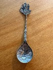 Vintage Embossed Tavern Scene Silver Spoon - Nautical Tall Ship Finial - Ornate