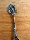 Vintage Embossed Tavern Scene Silver Spoon - Nautical Tall Ship Finial - Ornate