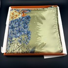 Hermès Silk Scarf 90cm Fleurs d’Indochine Annie Faivre Green w/ Box Authentic